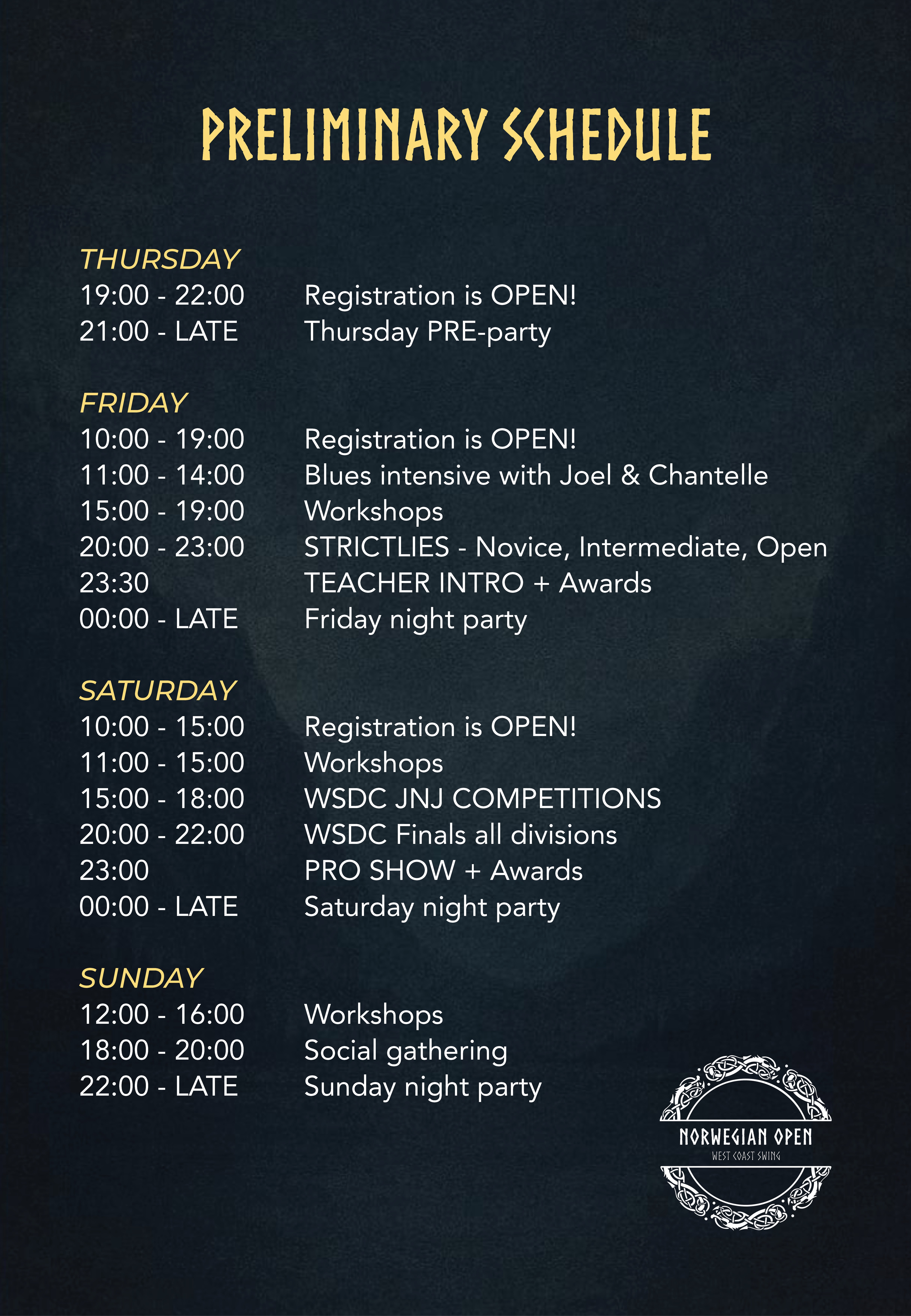 Preliminary Schedule